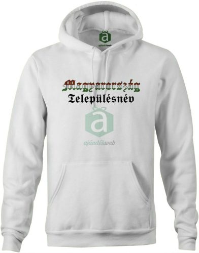 Nemzeti színű Borsod-Abaúj-Zemplén megyei településneves kapucnis pulóver