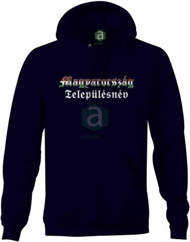 Nemzeti színű Borsod-Abaúj-Zemplén megyei településneves kapucnis pulóver