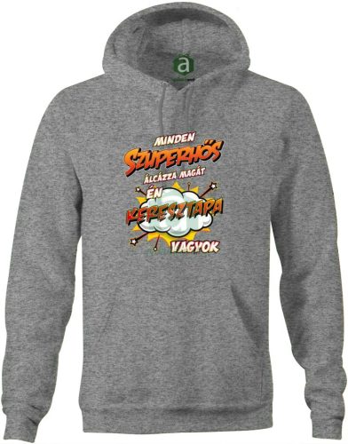 Szuperhős álca Keresztapa vagyok kapucnis pulóver