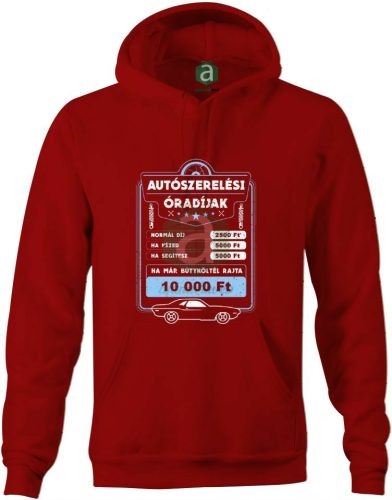 Autószerelő óradíj kapucnis pulóver