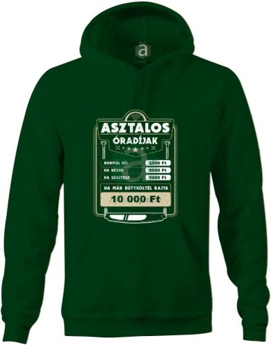 Asztalos óradíj kapucnis pulóver