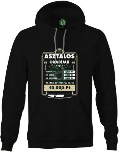 Asztalos óradíj kapucnis pulóver