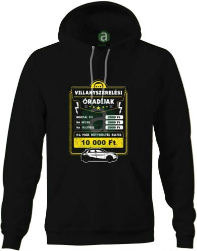 Villanyszerelő óradíj kapucnis pulóver