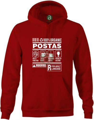 Postás organic kapucnis pulóver