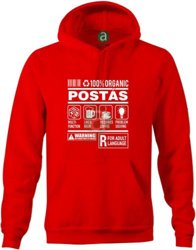 Postás organic kapucnis pulóver
