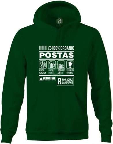 Postás organic kapucnis pulóver