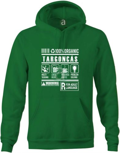 Targoncás organic kapucnis pulóver