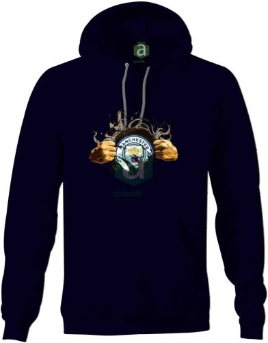 Manchester City tépett kapucnis pulóver