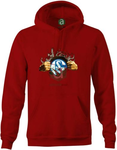 Schalke tépett kapucnis pulóver