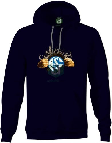 Schalke tépett kapucnis pulóver