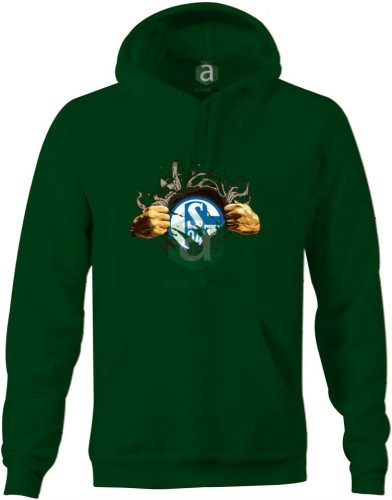 Schalke tépett kapucnis pulóver