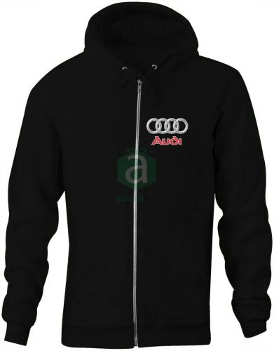 Audi zippzáras M-es fekete kapucnis pulóver