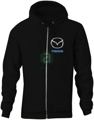 Mazda fekete S-es zippzáras kapucnis pulóver