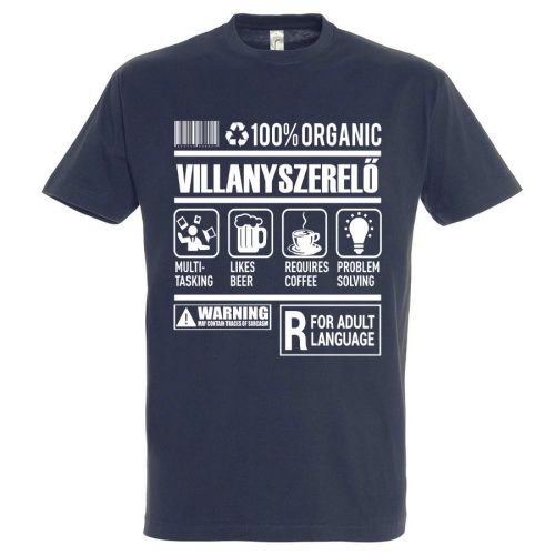 Villanyszerelő organic póló
