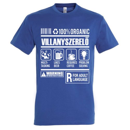 Villanyszerelő organic póló
