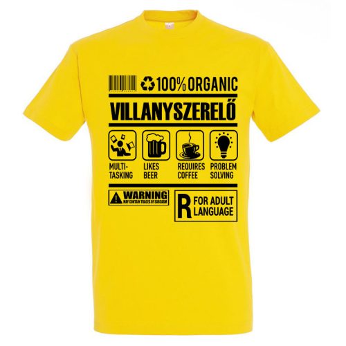 Villanyszerelő organic póló