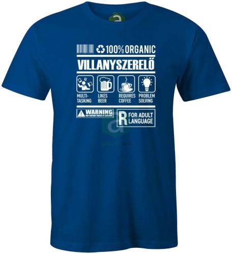 Villanyszerelő organic póló