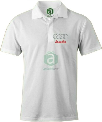 Audi L-es fehér galléros póló