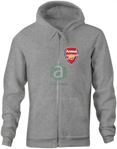 Arsenal zippzáras L-es szürke kapucnis pulóver