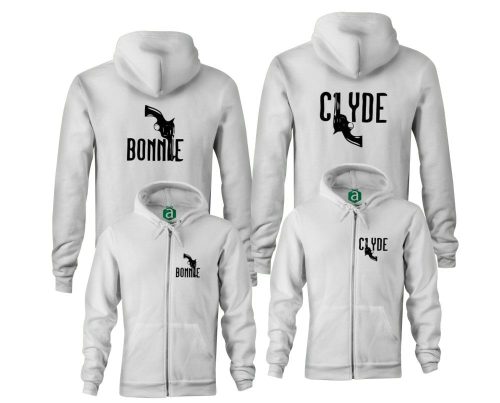 Bonnie Clyde páros zippzáras kapucnis pulóver