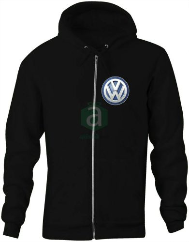 Volkswagen S-es fekete zippzáras kapucnis pulóver