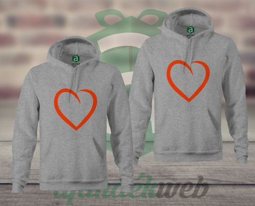 Szíves páros kapucnis pulóver
