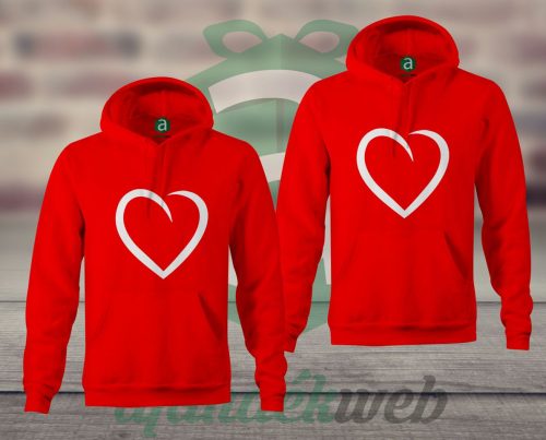 Szíves páros kapucnis pulóver