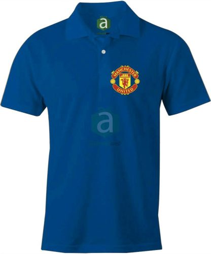 Manchester United 3XL-es azúrkék férfi galléros póló