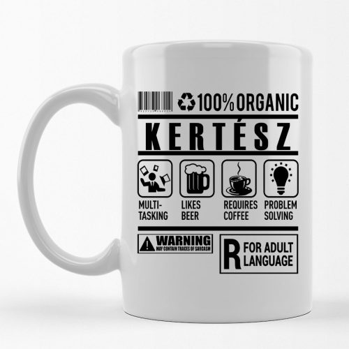 100% Organic Kertész feliratos bögre