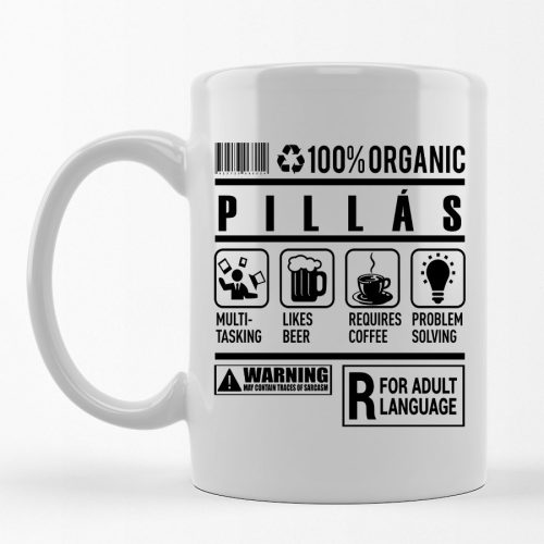 100% Organic Pillás feliratos bögre