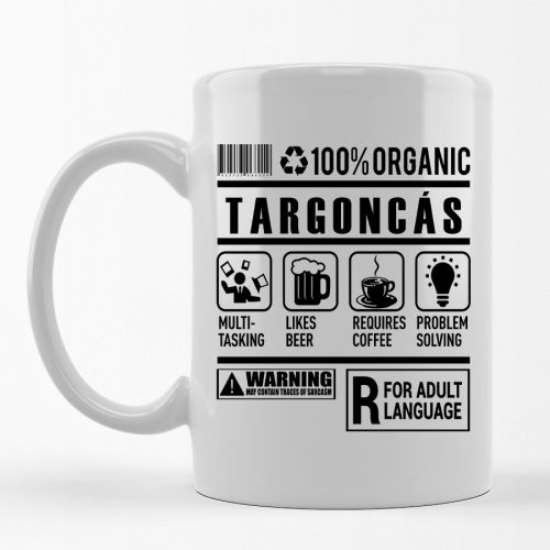 100% Organic Targoncás feliratos bögre