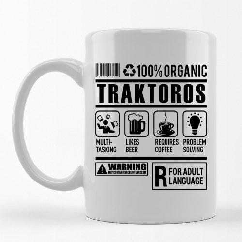 100% Organic Traktoros feliratos bögre