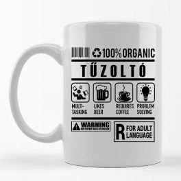 100% Organic Tűzoltó feliratos bögre