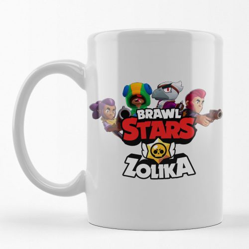 Brawl stars bögre saját névvel fehér színben