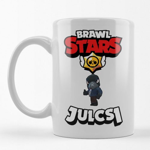 Brawl stars bögre saját névvel fehér színben