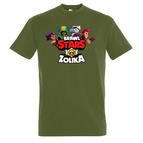 Brawl stars póló saját névvel khaki színben