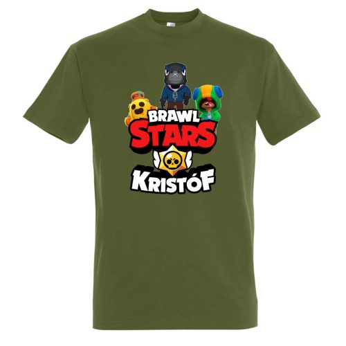 Brawl stars póló saját névvel khaki színben