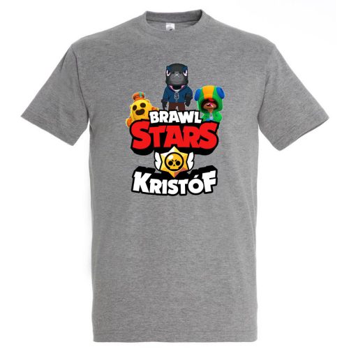 Brawl stars póló saját névvel szürke színben