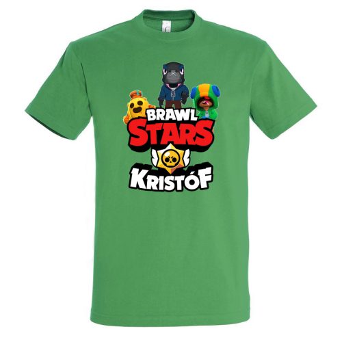 Brawl stars póló saját névvel zöld színben