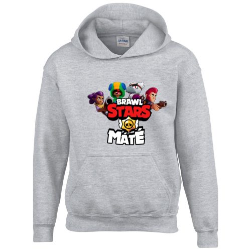 Brawl stars pulóver saját névvel szürke színben