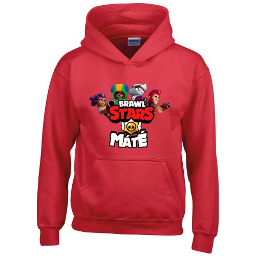 Brawl stars pulóver saját névvel piros színben