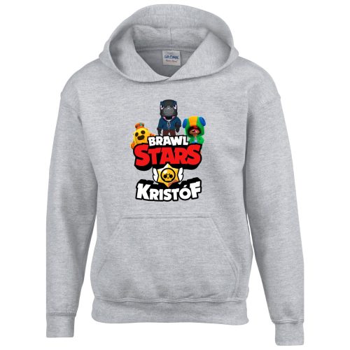 Brawl stars pulóver saját névvel szürke színben