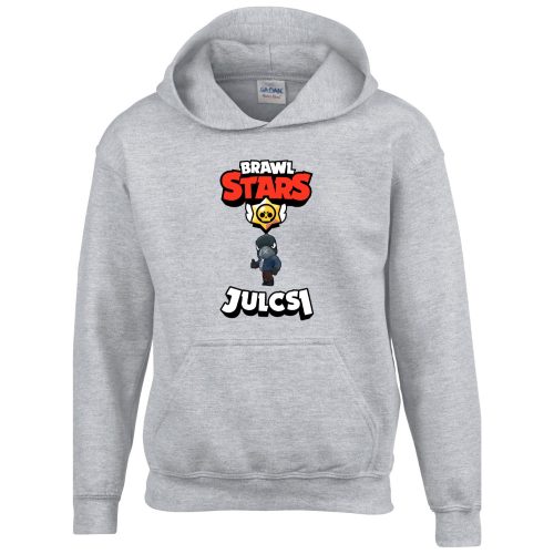 Brawl stars pulóver saját névvel szürke színben