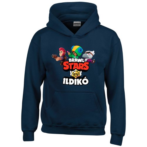 Brawl stars pulóver saját névvel sötétkék színben