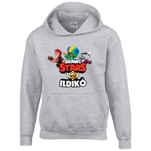 Brawl stars pulóver saját névvel szürke színben