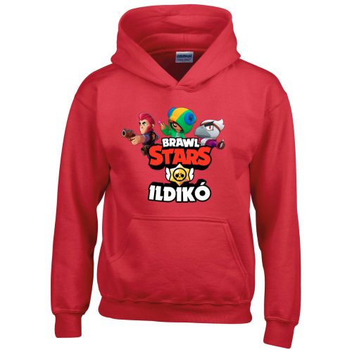 Brawl stars pulóver saját névvel piros színben