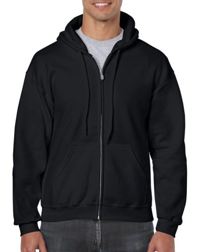 Gildan Fekete zippzáras kapucnis pulóver