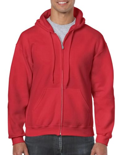 Gildan Piros zippzáras kapucnis pulóver