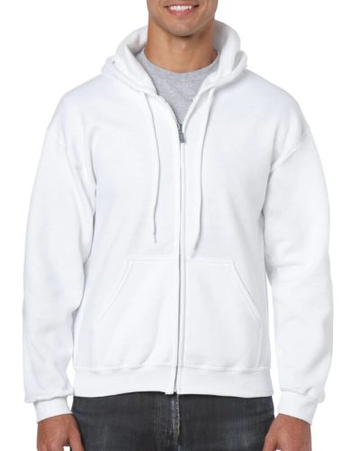 Gildan Fehér zippzáras kapucnis pulóver