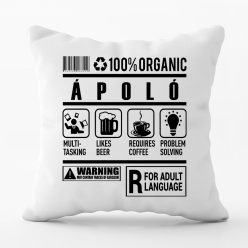 100% Organic Ápoló feliratos párna